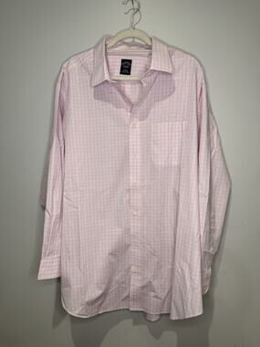 Brooks Brothers Pink Purple Windowpane Plaid Button Up Dress Shirt. 18.5 34/35